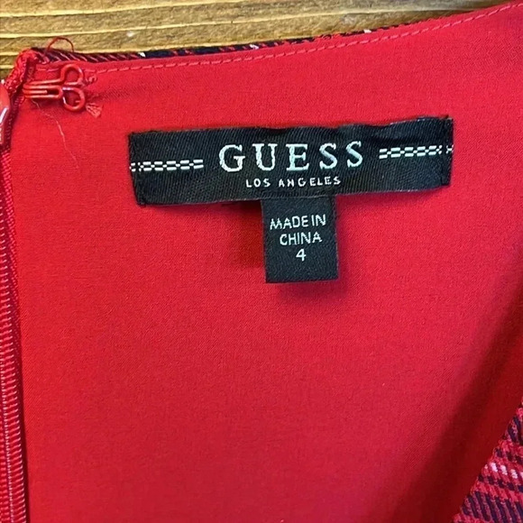 Guess Womens Kingsroad plaid red LS‎ Dacey Romper Summer vneck Y2K streetwear - Picture 2 of 9